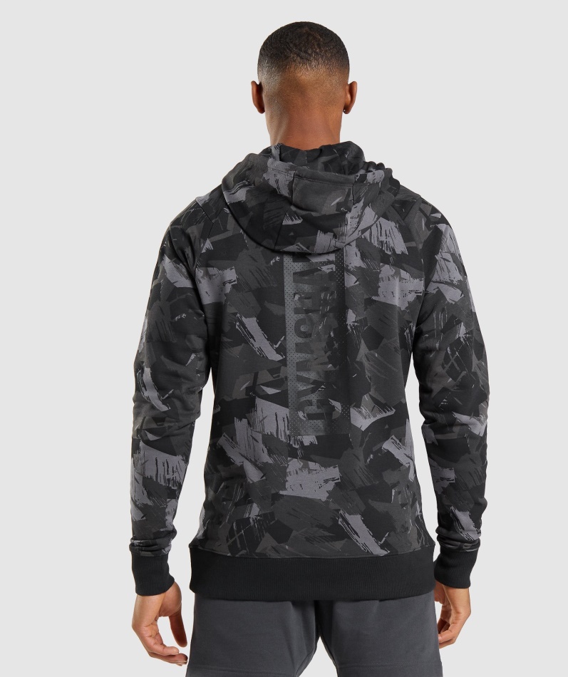 Gymshark Modig Hettegenser, Grått Trykk