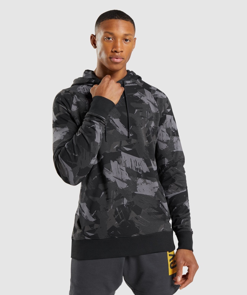 Gymshark Modig Hettegenser, Grått Trykk