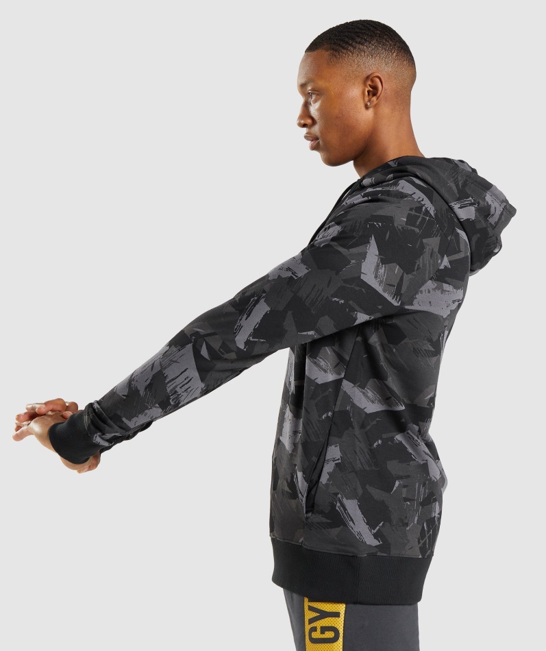 Gymshark Modig Hettegenser, Grått Trykk