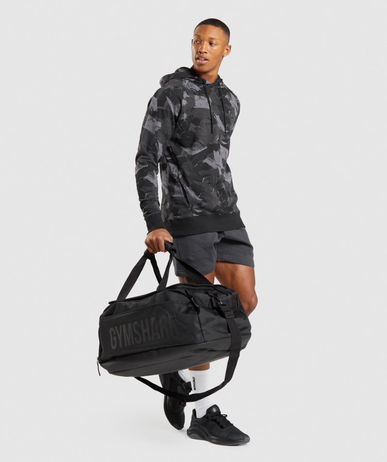 Gymshark Modig Hettegenser, Grått Trykk
