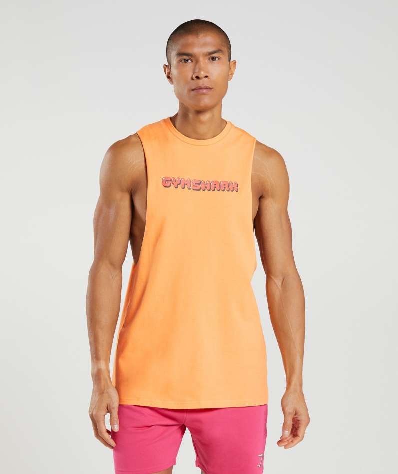 Gymshark Bobletrykk Drop Arm Tank Aprikos Oransje