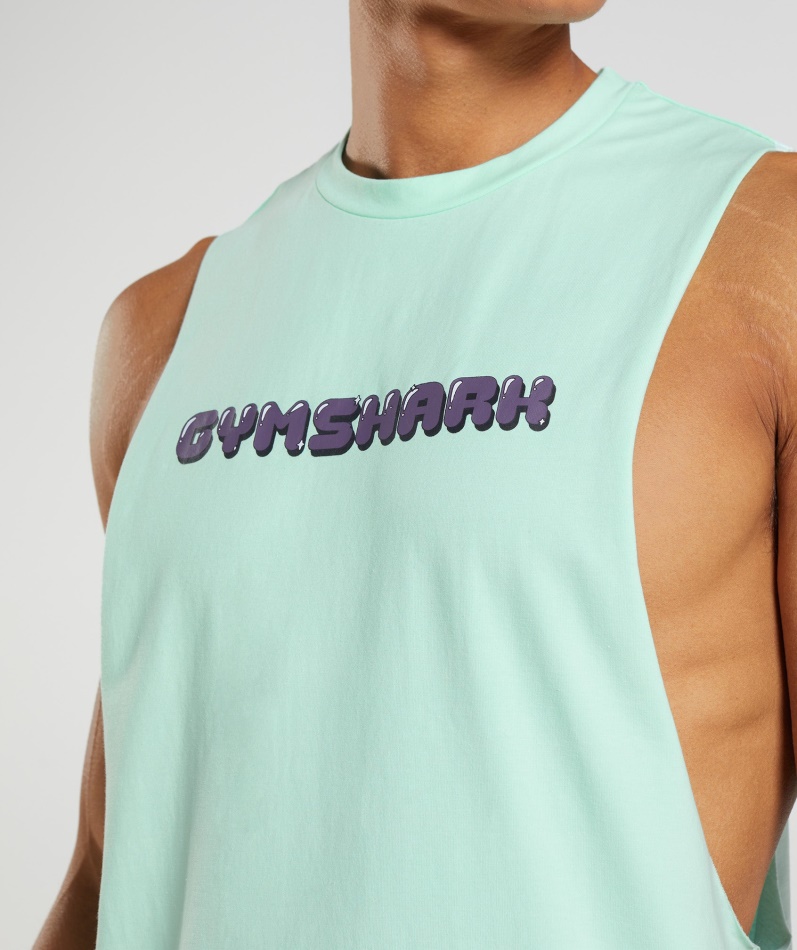 Gymshark Bobletrykk Drop Arm Tank Turbo Blå