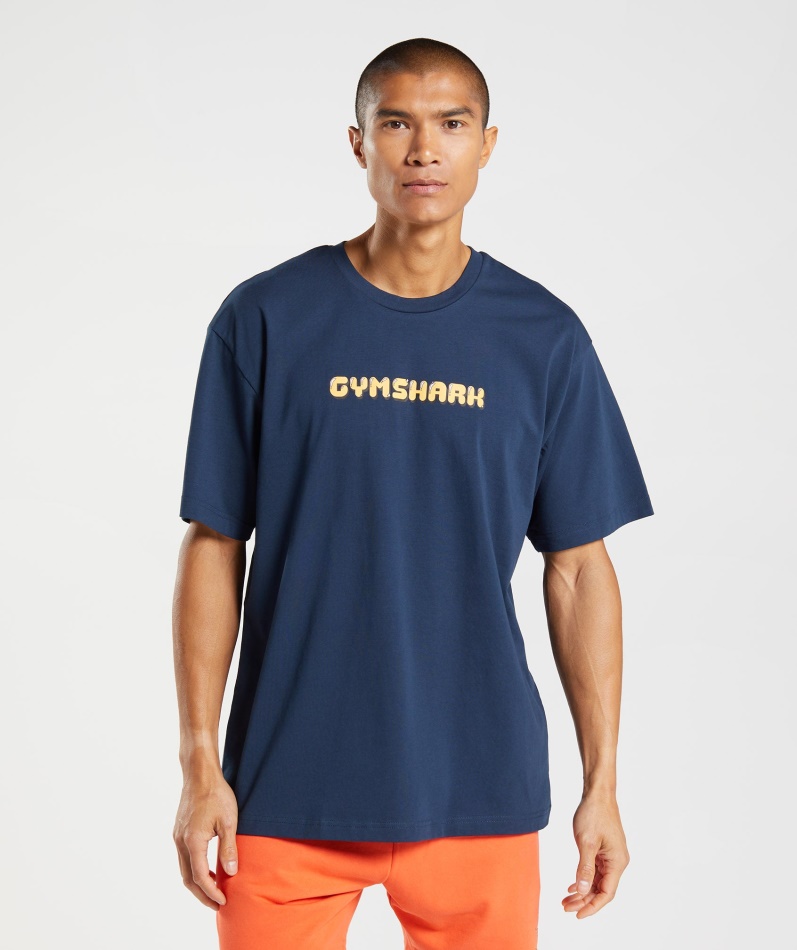 Gymshark Oversized T-skjorte Med Bobletrykk, Marineblå