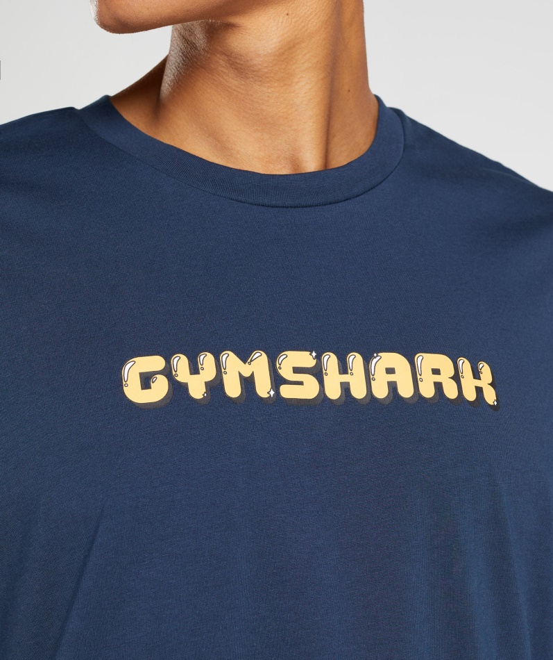 Gymshark Oversized T-skjorte Med Bobletrykk, Marineblå