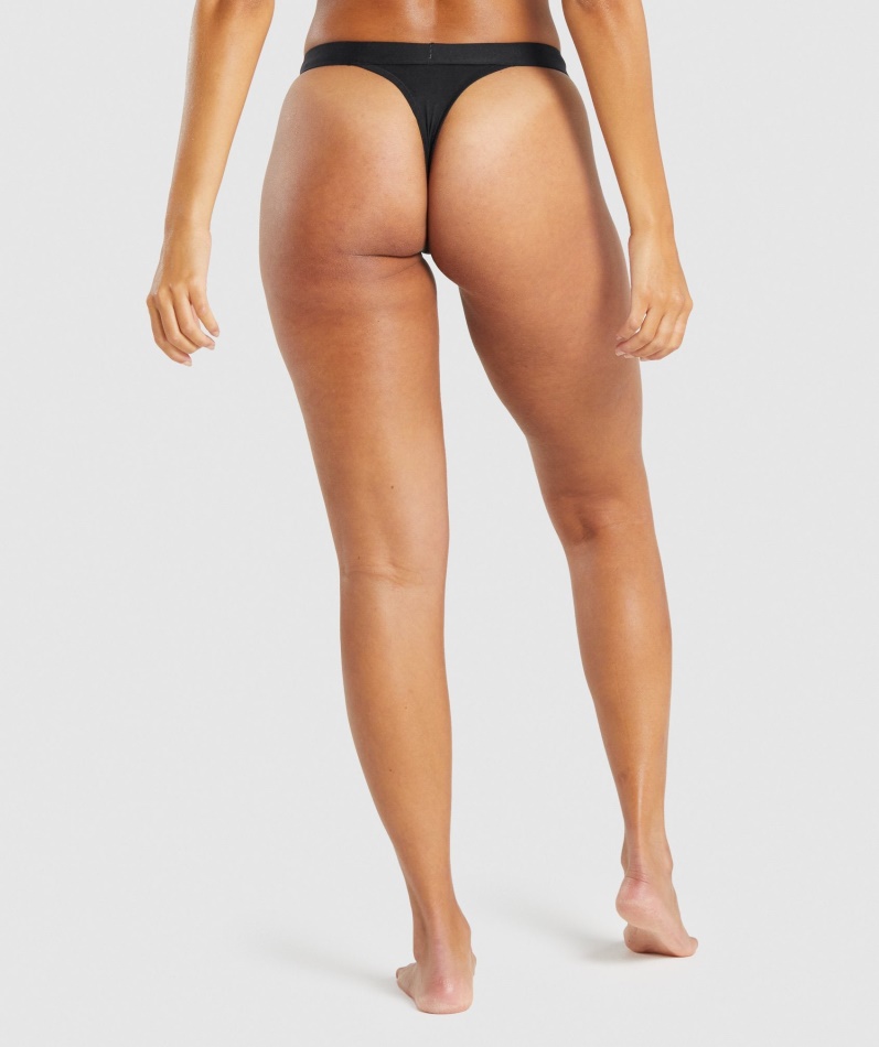 Gymshark Bomull Høy Thong Svart