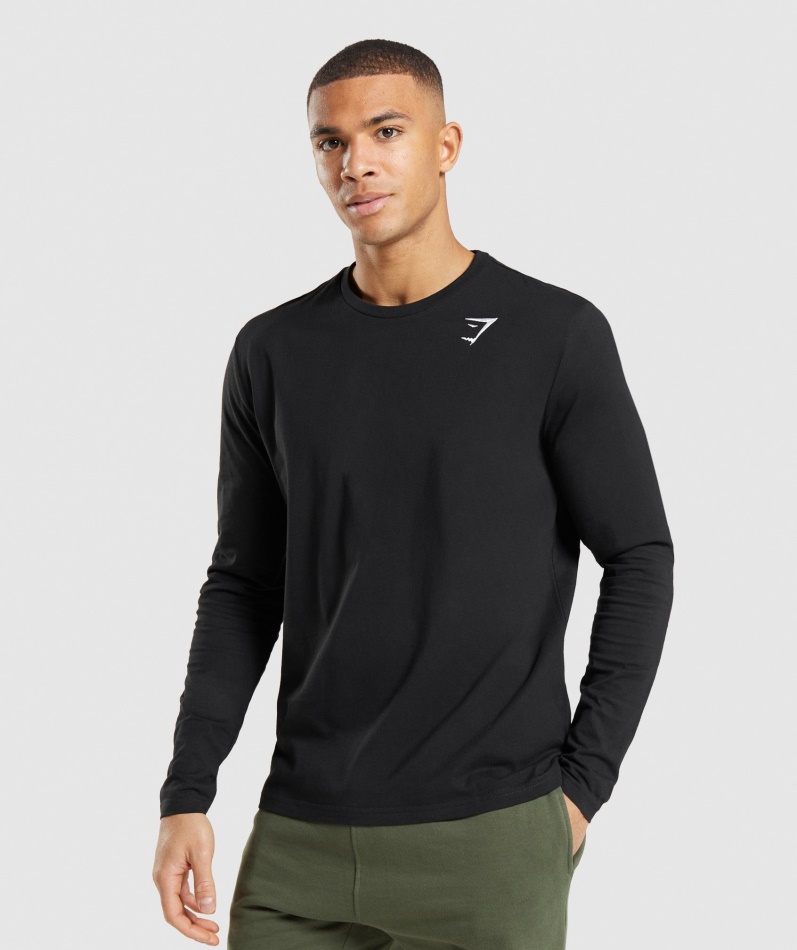 Gymshark Crest Langermet T-skjorte Svart