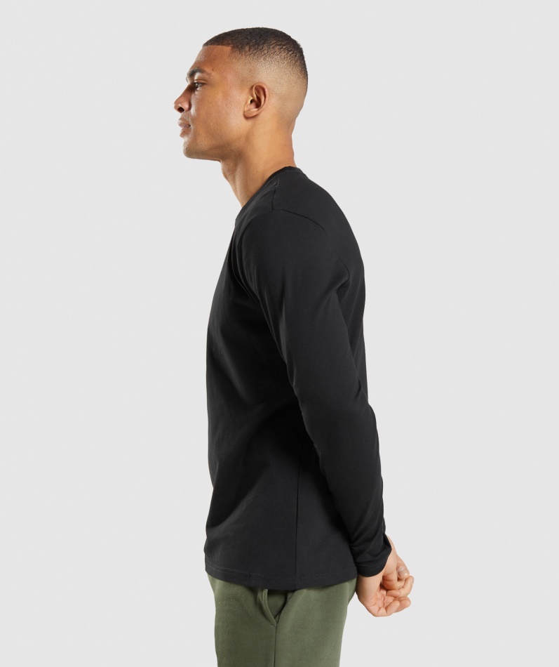 Gymshark Crest Langermet T-skjorte Svart