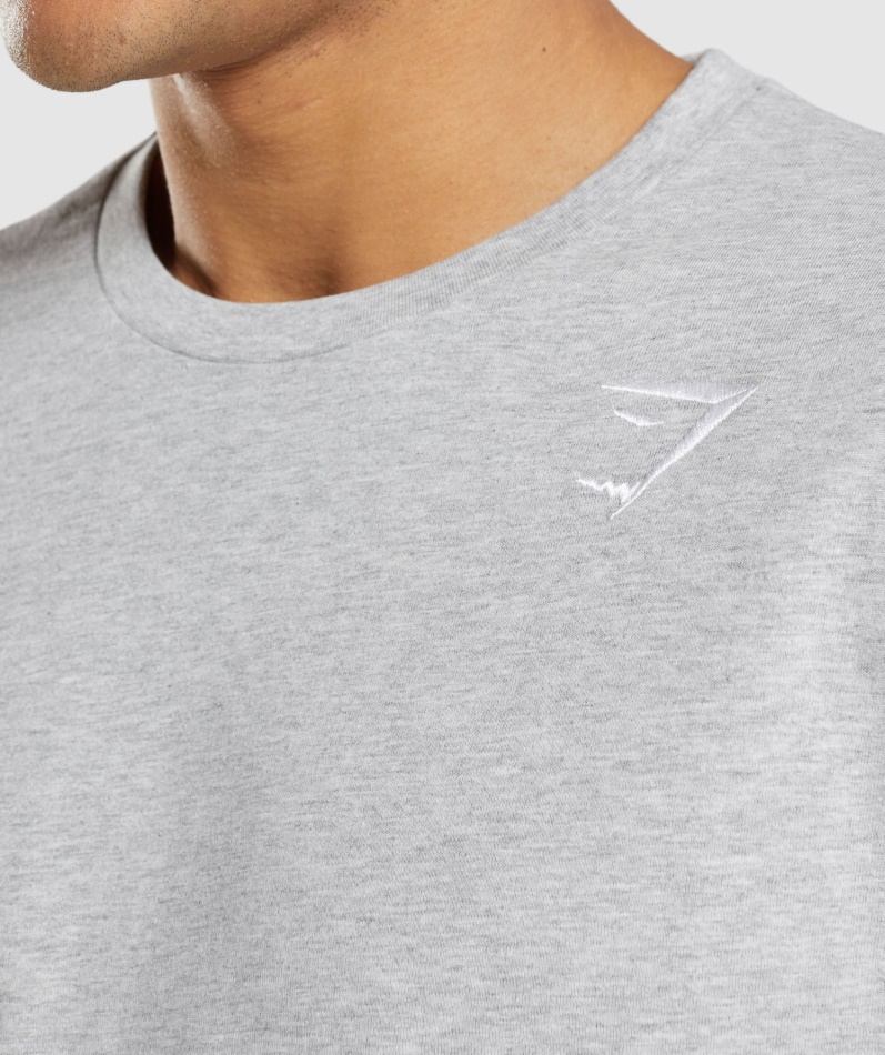 Gymshark Crest Langermet T-skjorte Lys Grå Kjernemergel