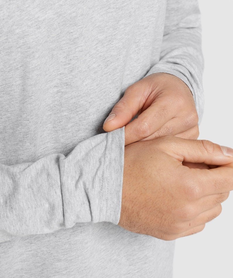 Gymshark Crest Langermet T-skjorte Lys Grå Kjernemergel