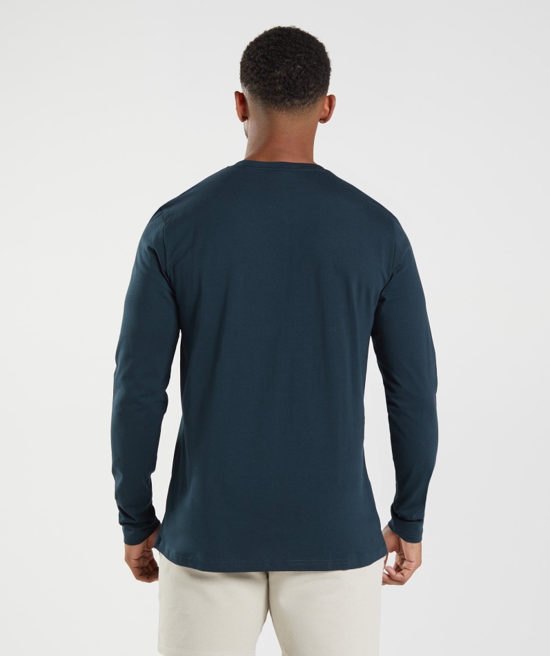 Gymshark Crest Langermet T-skjorte Marine