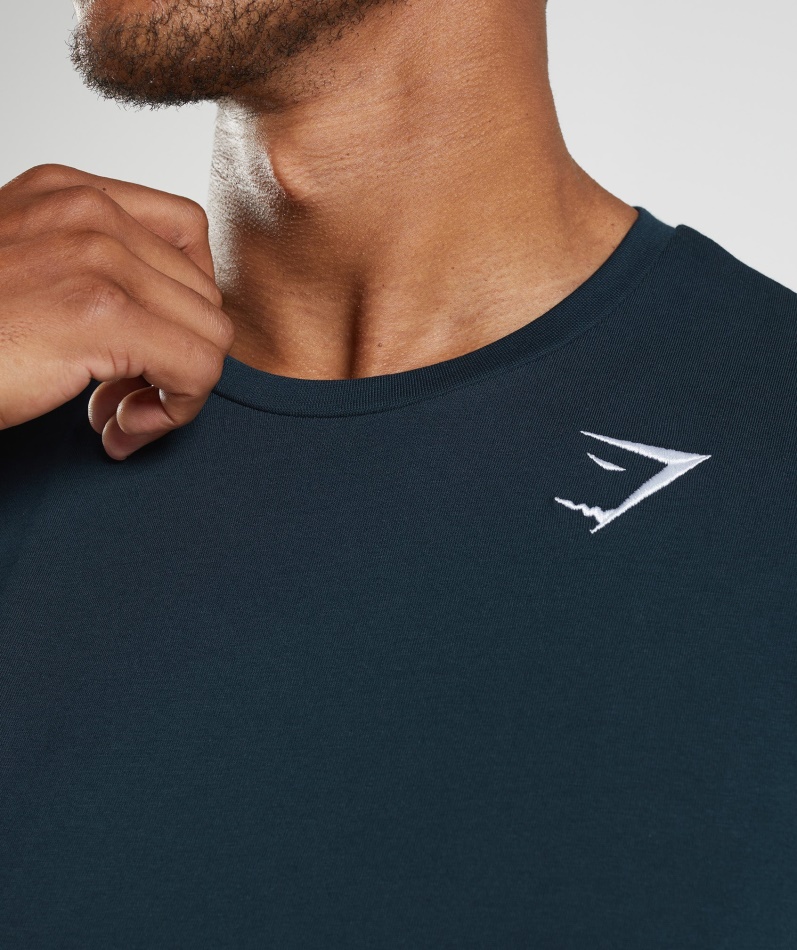 Gymshark Crest Langermet T-skjorte Marine