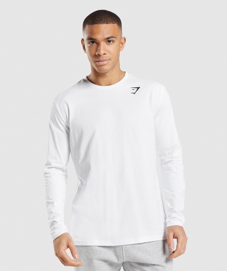 Gymshark Crest Langermet T-skjorte Hvit