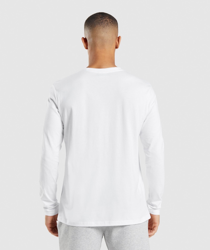 Gymshark Crest Langermet T-skjorte Hvit