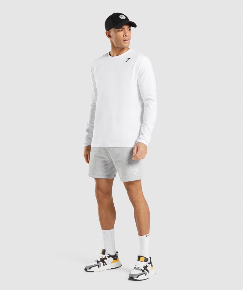 Gymshark Crest Langermet T-skjorte Hvit