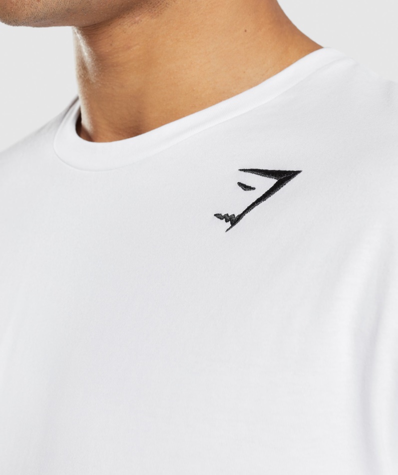 Gymshark Crest Langermet T-skjorte Hvit
