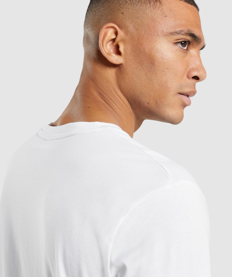 Gymshark Crest Langermet T-skjorte Hvit