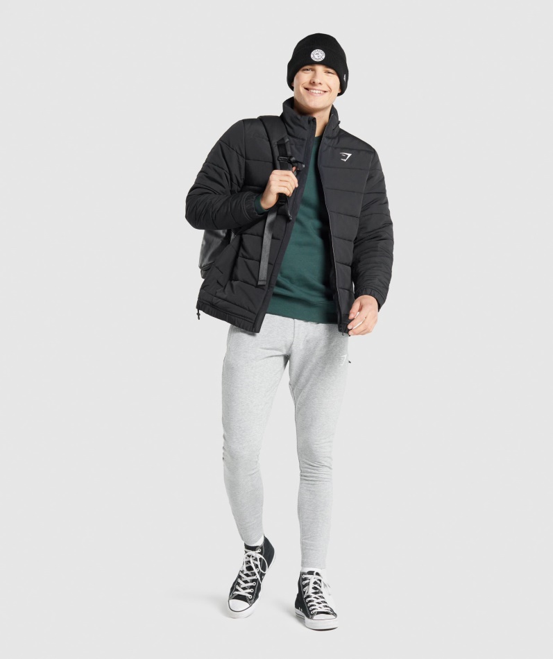 Gymshark Crest Vattert Jakke Svart