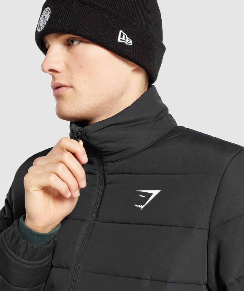 Gymshark Crest Vattert Jakke Svart
