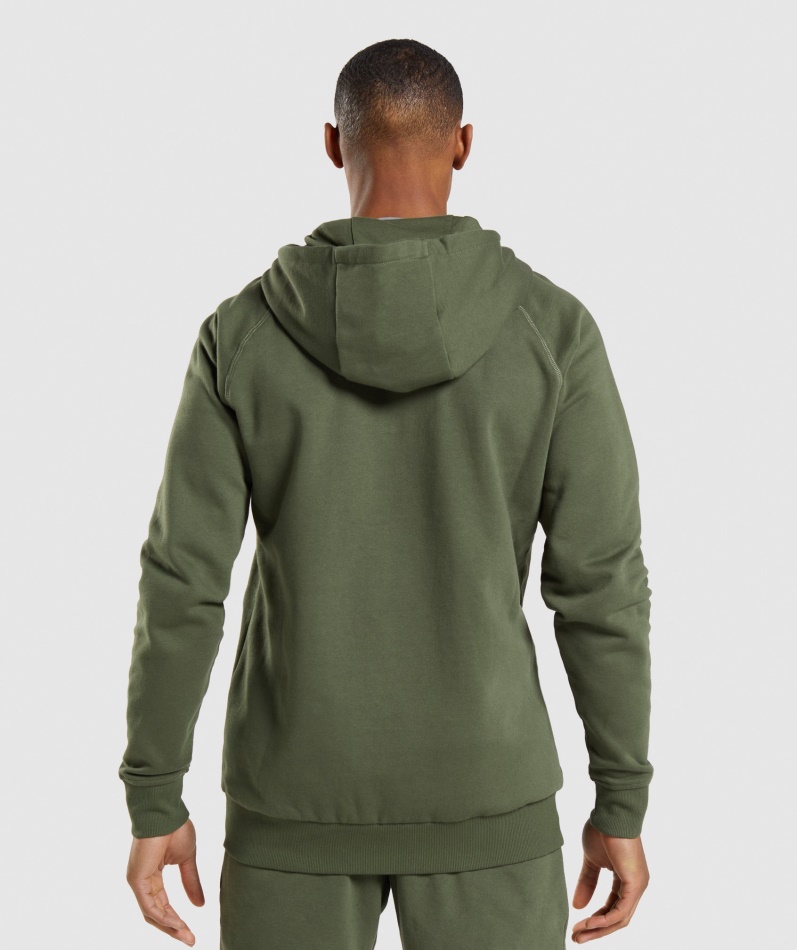 Gymshark Crest Zip Up Hettegenser Kjerne Oliven