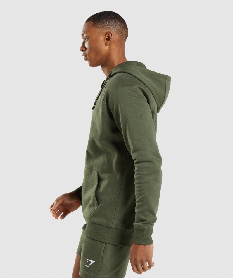 Gymshark Crest Zip Up Hettegenser Kjerne Oliven