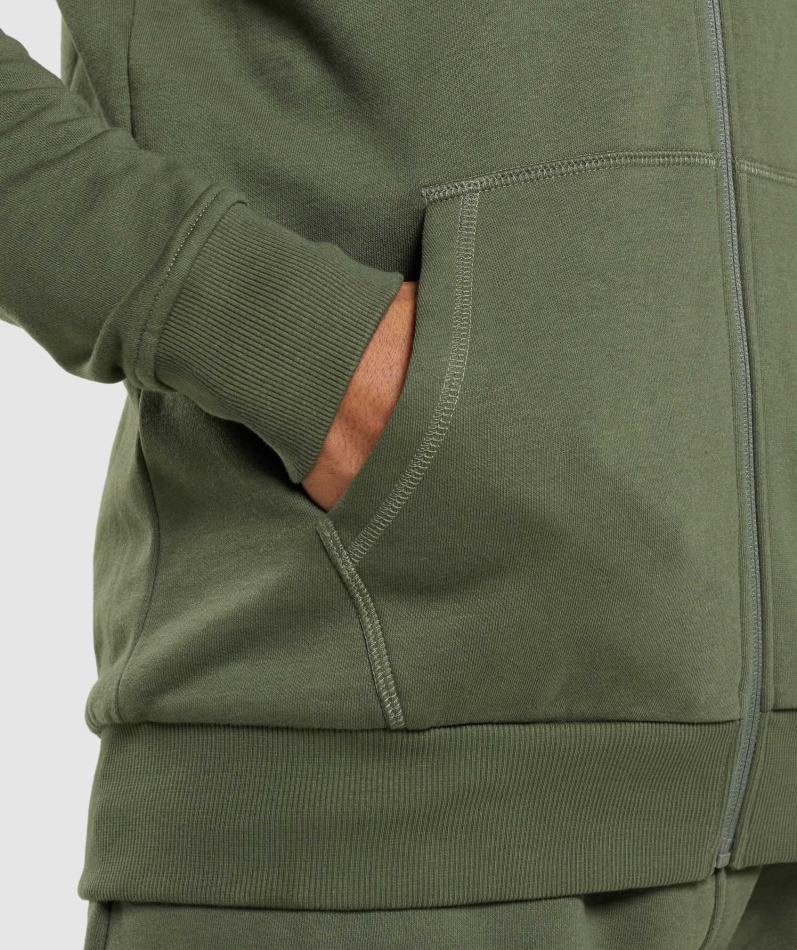 Gymshark Crest Zip Up Hettegenser Kjerne Oliven