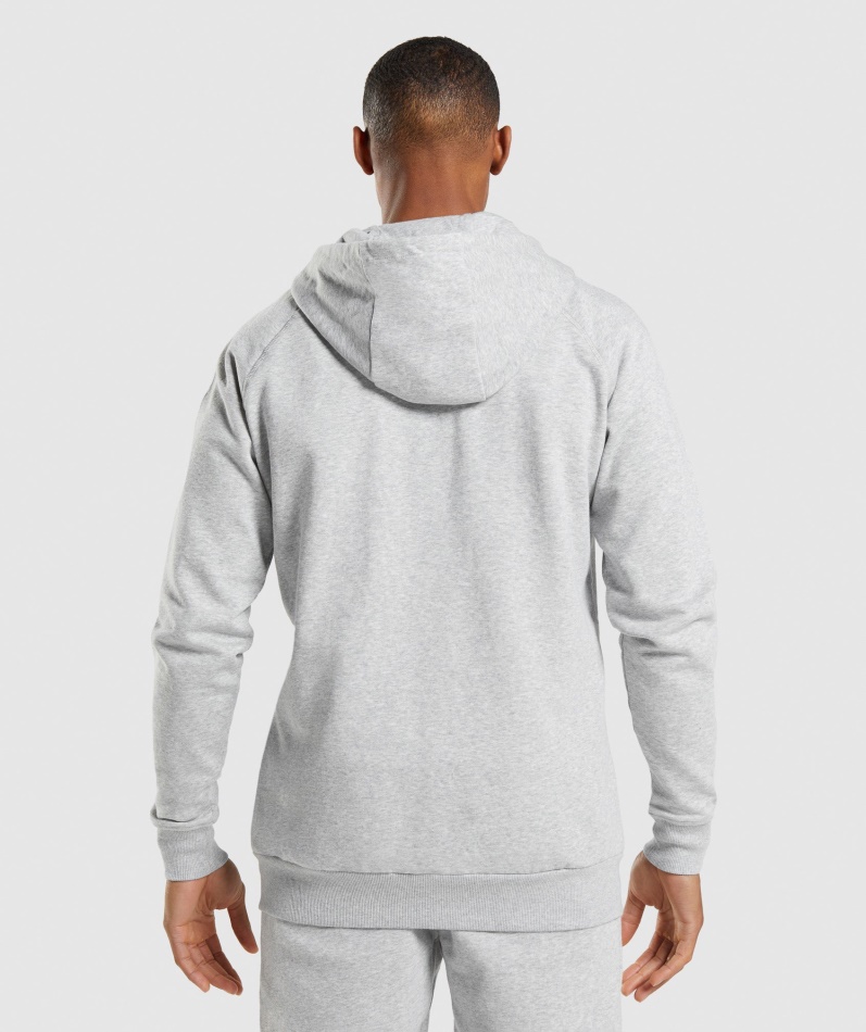 Gymshark Crest Hettegenser Med Glidelås Lys Grå Kjernemergel