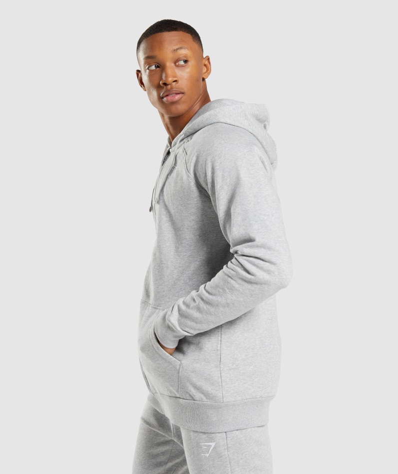Gymshark Crest Hettegenser Med Glidelås Lys Grå Kjernemergel