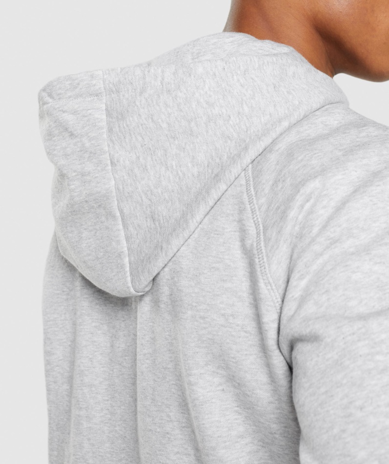 Gymshark Crest Hettegenser Med Glidelås Lys Grå Kjernemergel