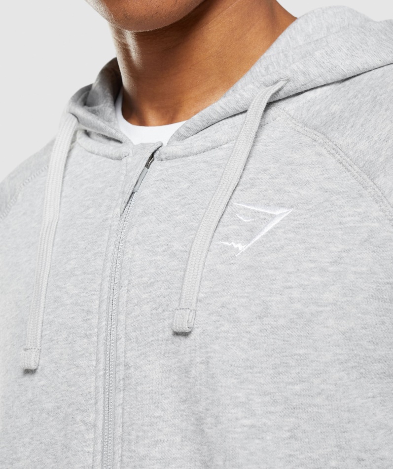 Gymshark Crest Hettegenser Med Glidelås Lys Grå Kjernemergel