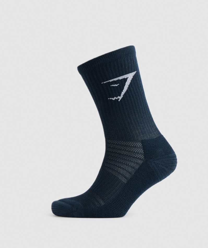 Gymshark Crew Sokker 3pk Marineblå-lys Grå Mergel