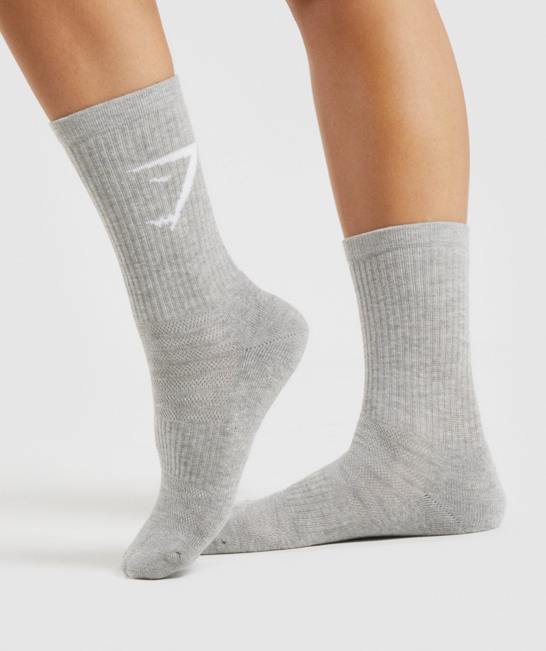 Gymshark Crew Sokker 3pk Hvit-lys Grå Mergel-svart