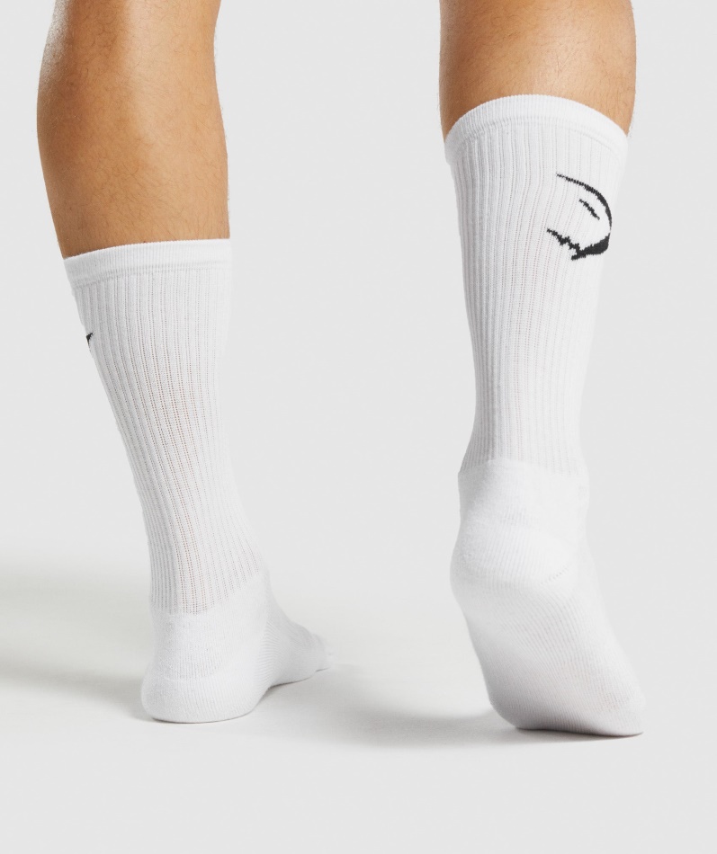 Gymshark Crew Sokker 3pk Hvit-lys Grå Mergel-svart