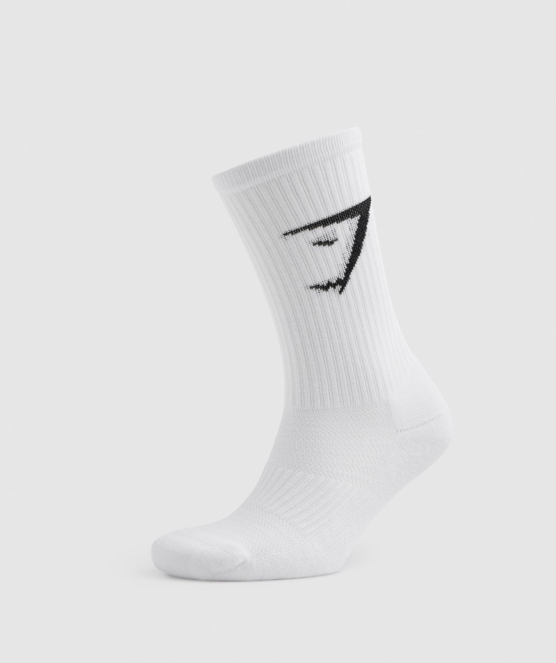 Gymshark Crew Sokker 3pk Hvit-lys Grå Mergel-svart