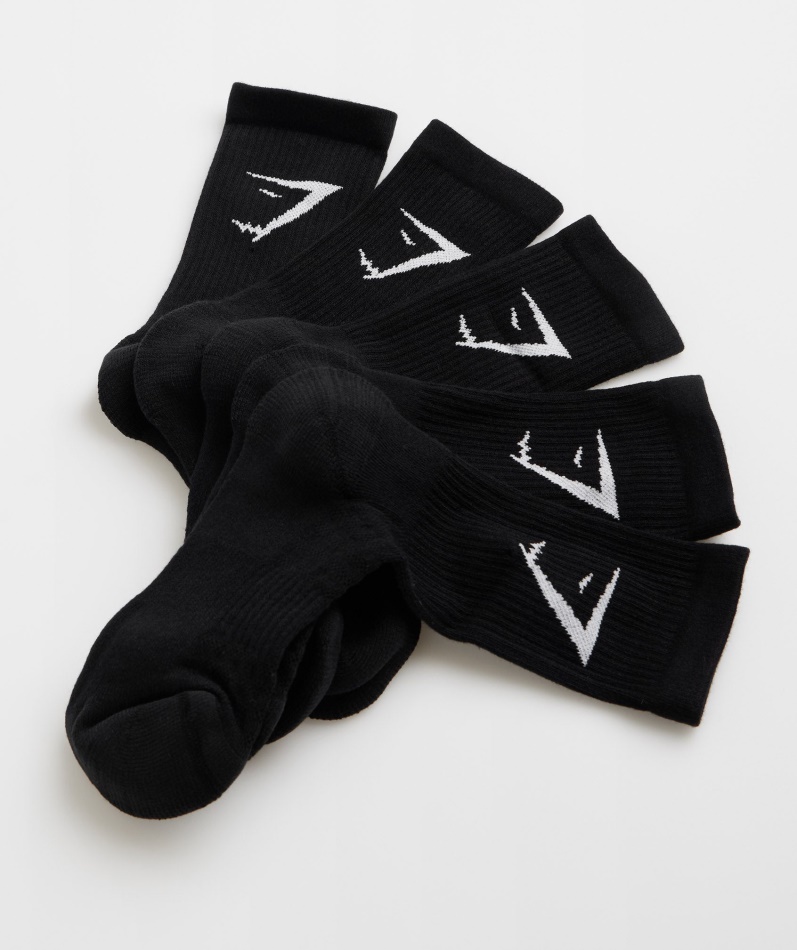 Gymshark Crew Sokker 5pk Svart