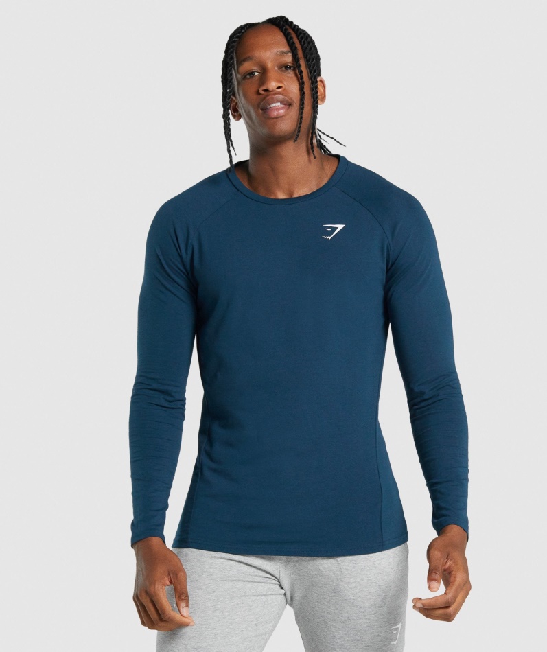 Gymshark Kritisk 2.0 Langermet T-skjorte Menn Marine