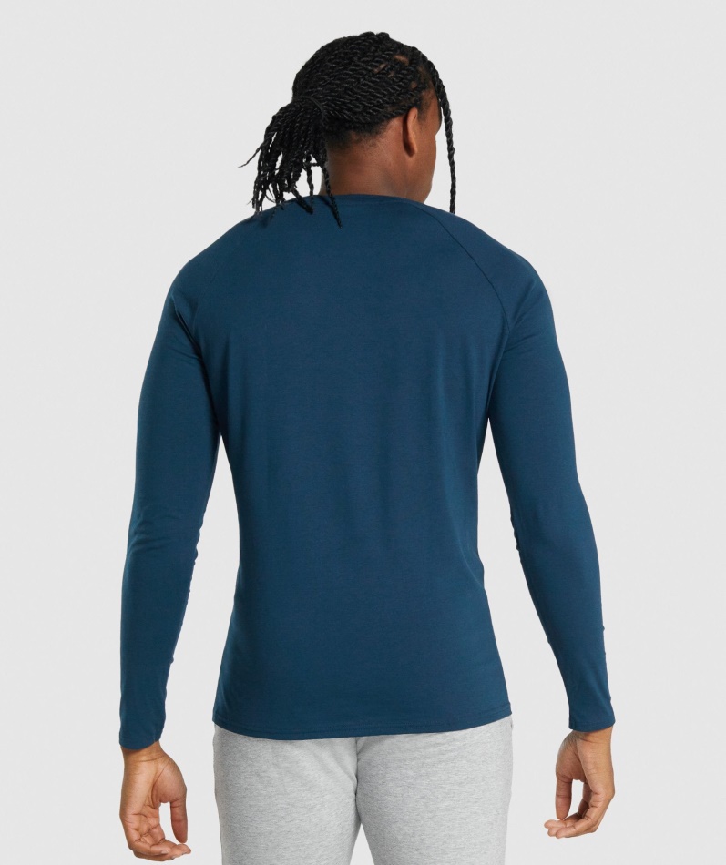 Gymshark Kritisk 2.0 Langermet T-skjorte Menn Marine