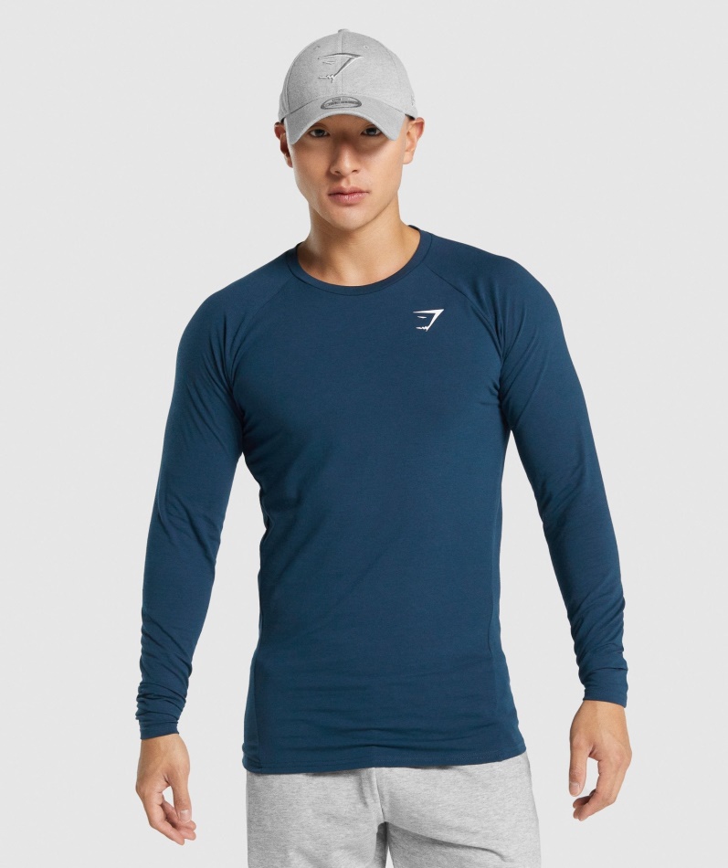 Gymshark Kritisk 2.0 Langermet T-skjorte Marineblå