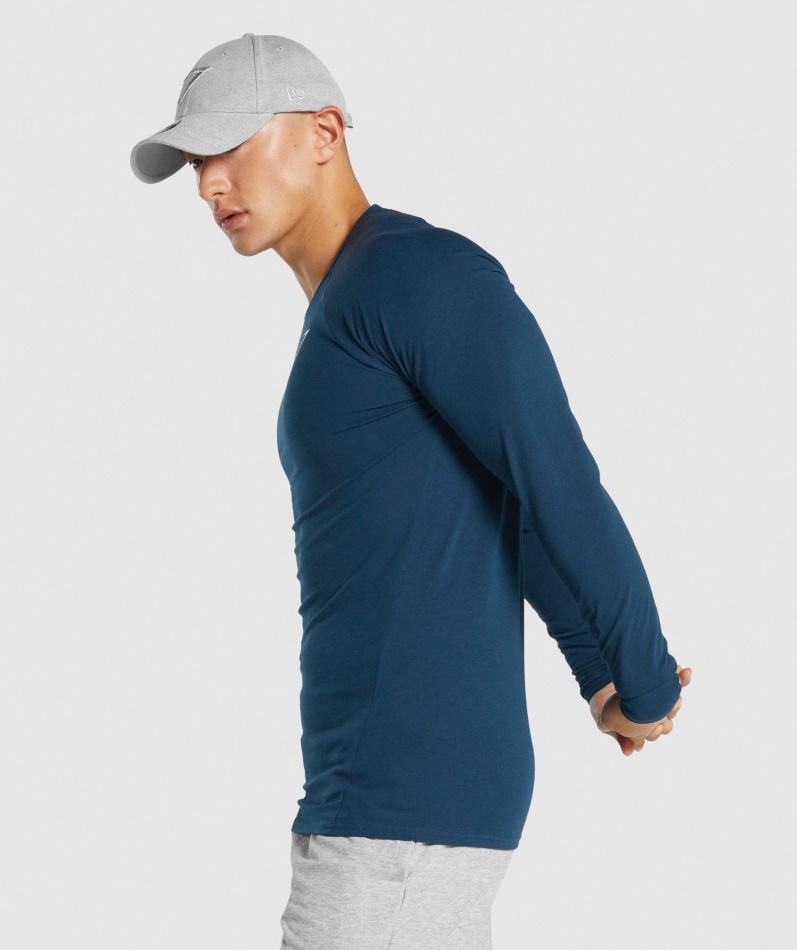 Gymshark Kritisk 2.0 Langermet T-skjorte Marineblå