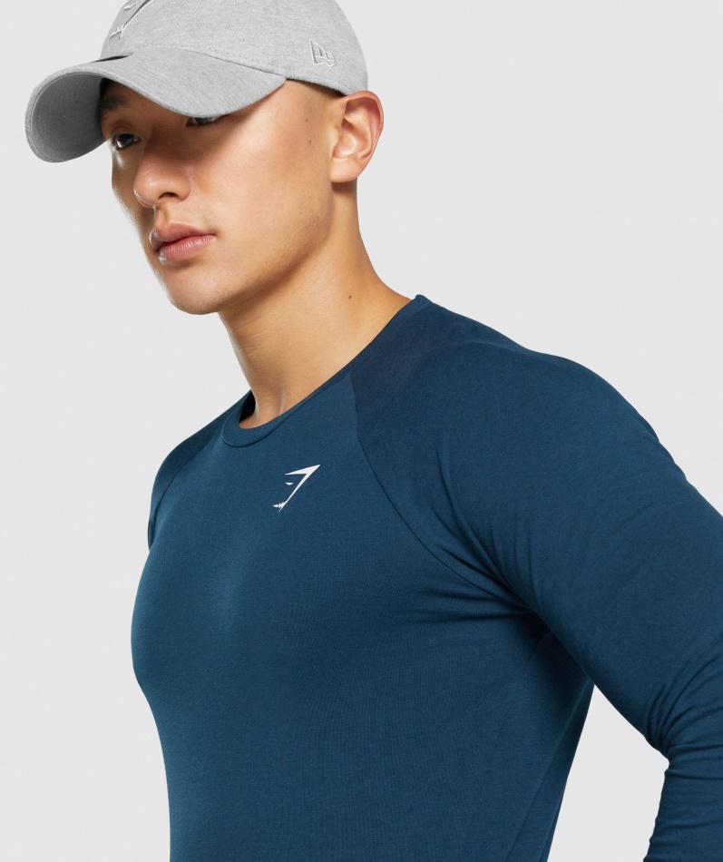 Gymshark Kritisk 2.0 Langermet T-skjorte Marineblå