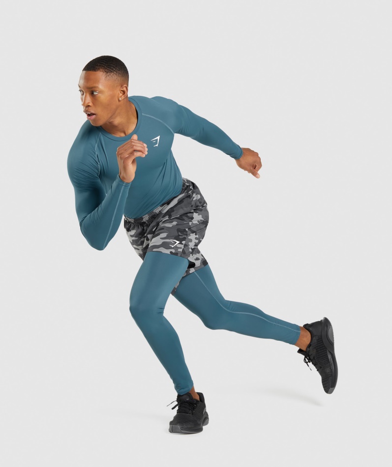 Gymshark Element Baselayer Langermet T-skjorte Toskansk Blågrønn