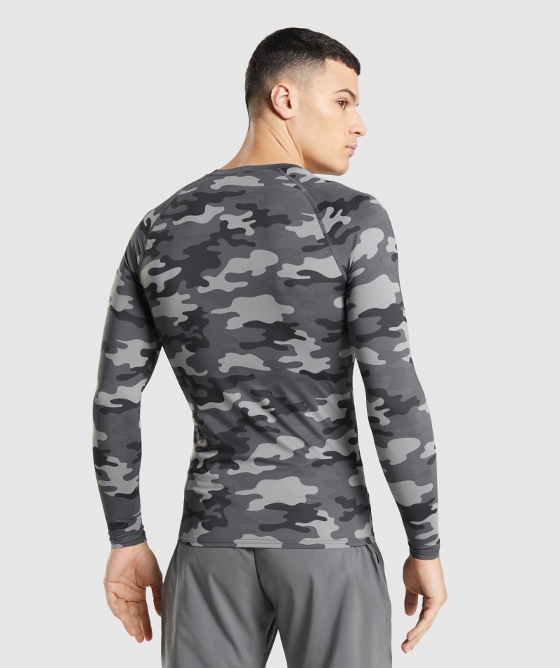 Gymshark Element Baselayer Langermet Topp Grå Print