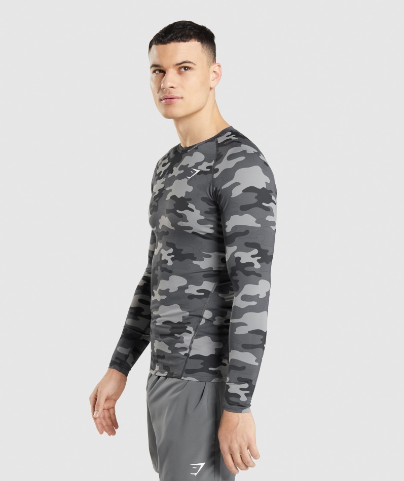 Gymshark Element Baselayer Langermet Topp Grå Print