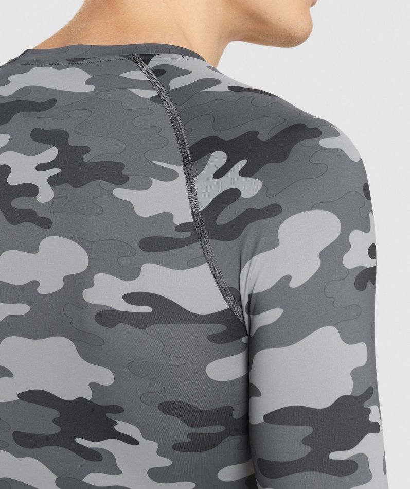 Gymshark Element Baselayer Langermet Topp Grå Print