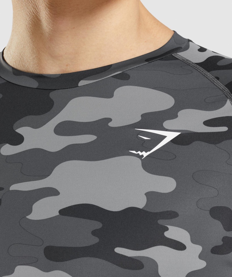 Gymshark Element Baselayer Langermet Topp Grå Print