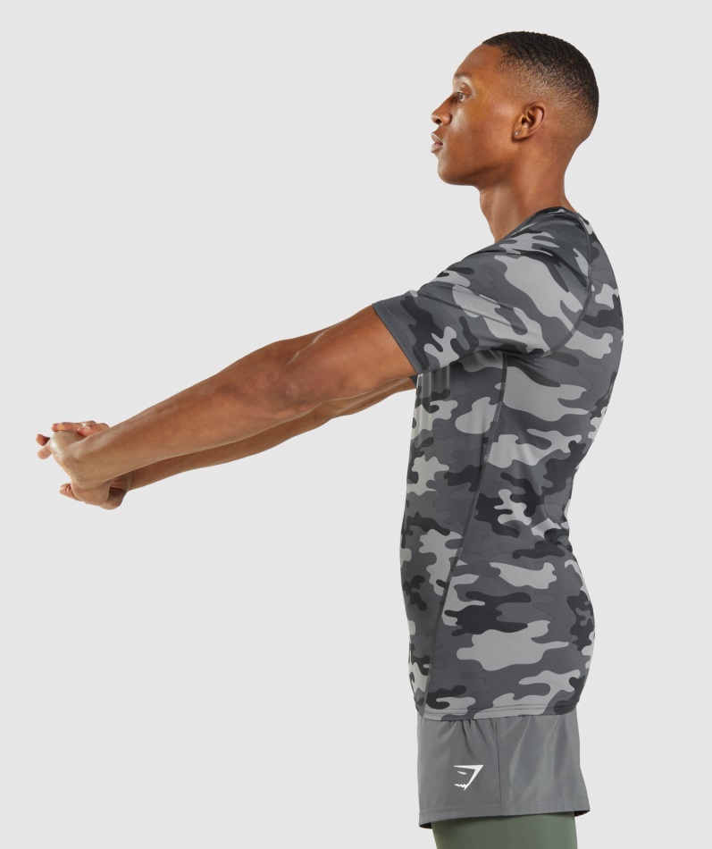 Gymshark Element Baselayer T-skjorte Camo Grått Trykk