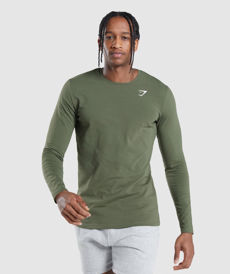 Gymshark Essensiell Langermet T-skjorte Kjerne Oliven