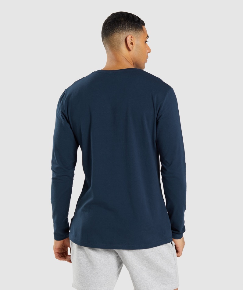 Gymshark Essensiell Langermet T-skjorte Marineblå