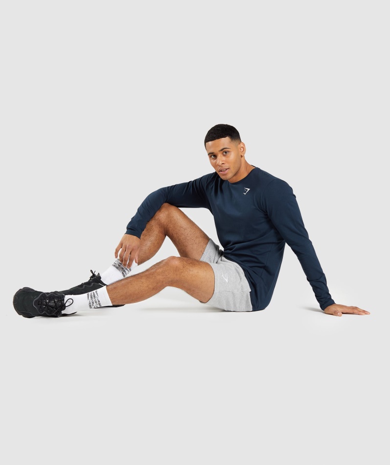 Gymshark Essensiell Langermet T-skjorte Marineblå