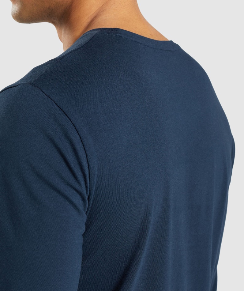 Gymshark Essensiell Langermet T-skjorte Marineblå