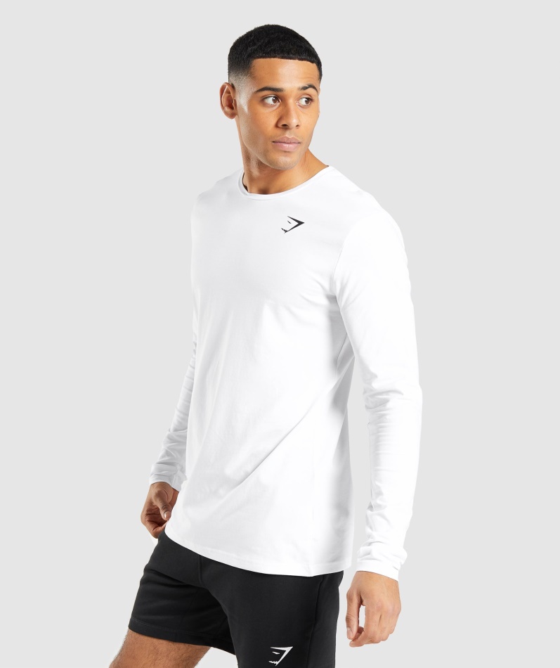 Gymshark Essential Langermet T-skjorte Hvit